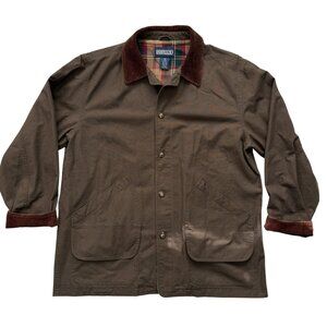Vintage LANDS END Green Canvas Chore Barn Field Jacket Tall XL
